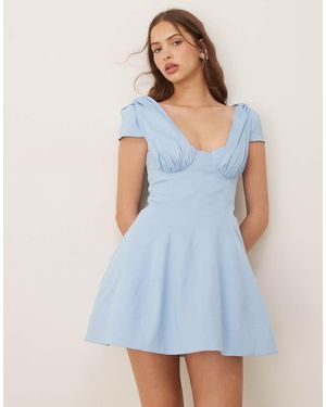 ASOS Structured Bust Seam Detail Cap Sleeve Mini Dress - Blue
