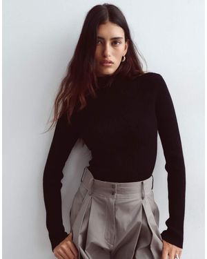 ARRANGE Soft Knit Long Sleeve Bodysuit - Brown