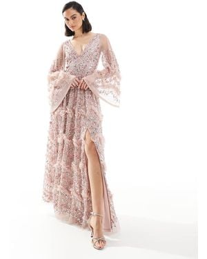 Maya Fully Embellished Maxi Dress - Pink