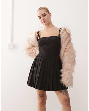 Collusion Pinny Mini Dress With Buckle Detail - Black