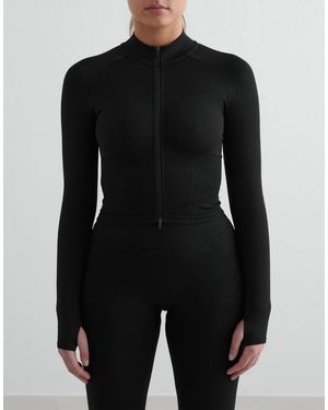 Aim'n Giacca Modellante Senza Cuciture Con Zip Nera - Nero