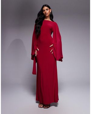 ASOS exaggerated Batwing Cinched Waist Maxi Dress - Red