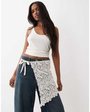 Gina Tricot Knitted Crochet Wrap Skirt - Blue