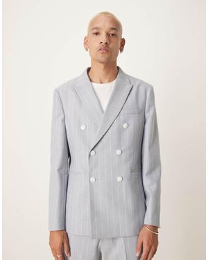 ASOS Slim Suit Jacket With Linen - Grey