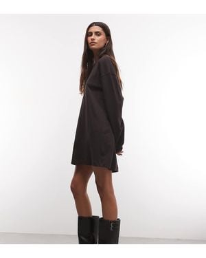 Weekday Oversized Long Sleeve T-shirt Dress - Black