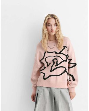 Pull&Bear Maglione Polvere Con Grafica Floreale - Neutro