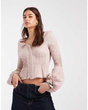 laagam Dalia Puff Sleeve Long Sleeve Blouse - Pink