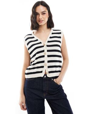 ASOS Cárdigan Blanco Y Negro A Rayas De Punto De