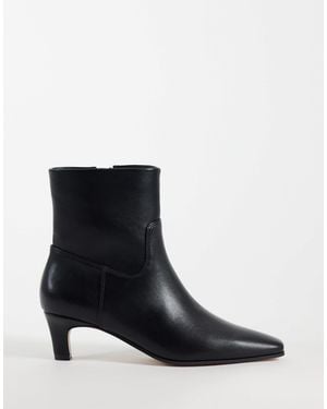 Steve Madden Davis Kitten Heel Mid Ankle Boots - Black
