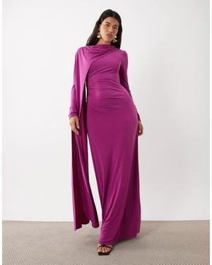 DASKA One-shoulder-cape-maxikleid - Pink