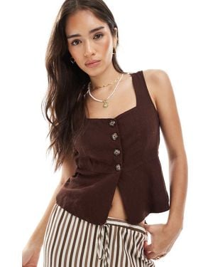 New Look Peplum Shell Top - Brown