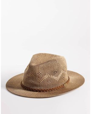 Barbour Flowerdale Foldable Crochet Trilby Summer Hat - Brown