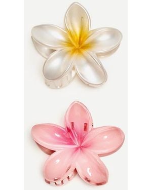 Bershka Set Van 2 Bloemvormige Haarklemmen - Roze