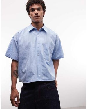 Reclaimed Vintage Short Sleeve Boxy Shirt - Blue