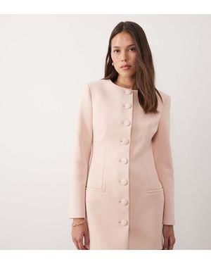 Wanderdoll Exclusive Pippa Premium Tailored Shoulder Pad Detail Structured Mini Dress - Pink