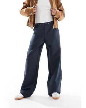 Edikted Ayve Eyelet Straight Leg Trousers - Blue