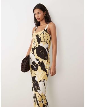 ASOS – maxi-schlauchkleid mit u-ausschnitt und abstraktem muster - Natur