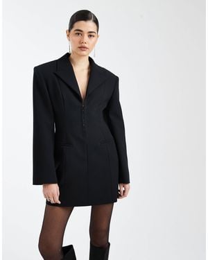 ASOS Plunge Front Cinched Tailored Dress - Black