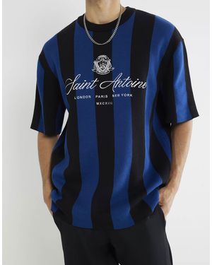 River Island Oversized Knitted Football T-shirt - Blue