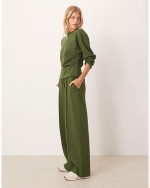 ASOS Co-ord Interlock Wide Leg Trouser - Green