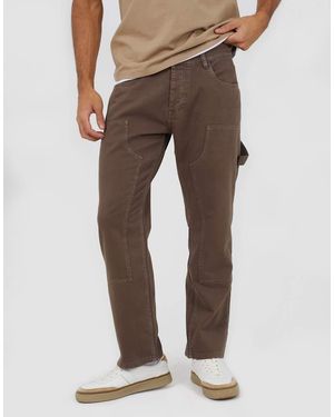 Brave Soul Cotton Slim Leg Carpenter Style Trousers - Natural