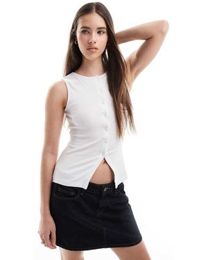 Brave Soul Button Down Vest - White