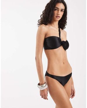 Vero Moda Slip Bikini Brasiliano Arricciato Sul Retro - Nero