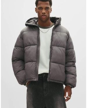 Pull&Bear Puffer Jacket With Hood - Grey