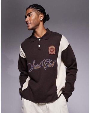 Prohibited Polo De Manga Larga Con Logo De Punto De - Gris