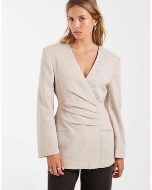 ASOS Pleat Waist Blazer - Natural