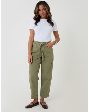 Threadbare Belted Barrel Leg Jeans - Green