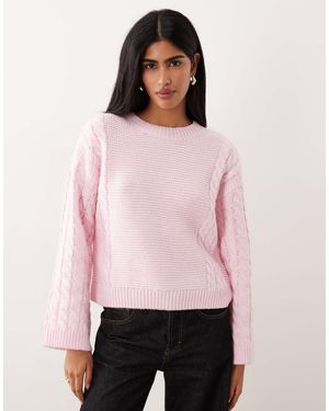 Vila Chunky Cable Knitted Jumper - Pink