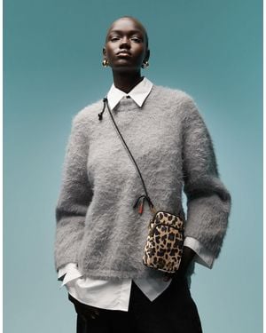 Bimba Y Lola Mini sac bandoulière en nylon à imprimé léopard - Gris