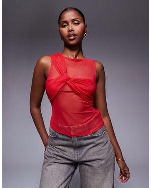 ASOS Sheer Mesh Layered Twist Vest Top