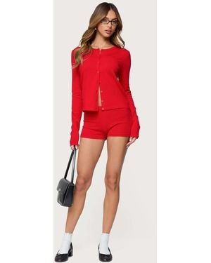 Edikted Maycee Knit Micro Shorts - Red