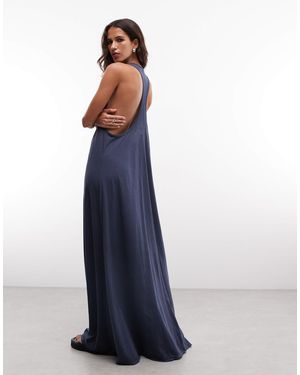 Weekday Halbtransparentes maxikleid mit racerback - Blau