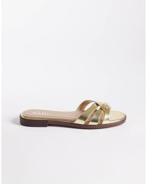 Raid Wide Fit Toffee Flat Slider Sandals - White