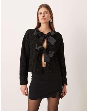 Vila Bow Front Woven Top - Black