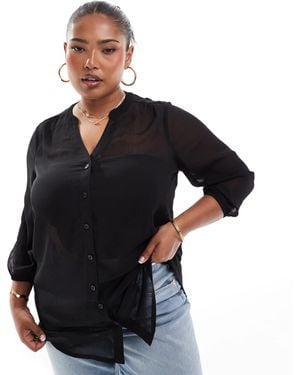 Yours – durchsichtige krepp-bluse - Schwarz