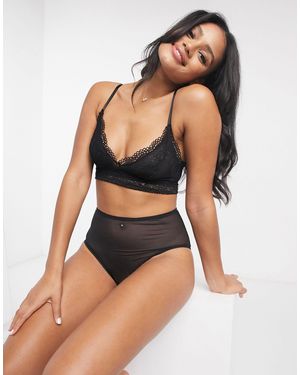 Monki – birgit – transparenter slip aus netzstoff mit hohem bund - Schwarz