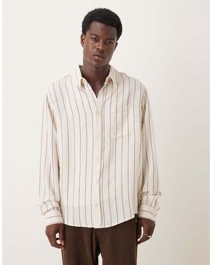 ASOS Camisa A Rayas Holgada De Tejido Efecto Lino De -Neutro