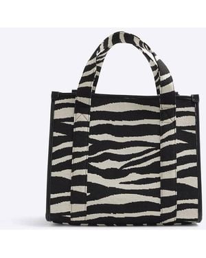River Island Zebra Embroidered Tote Bag - Black