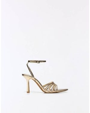 Bershka Multi-Strap Heeled Sandals - White