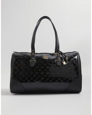 River Island Patent Monogram Charm Holdall Bag - Black