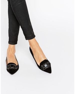 Dune By Dune Lou Lou Embellished Pointed Flat Shoes - Black