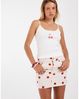 ASOS Minifalda Con Estampado De Lunares Rojos - Blanco