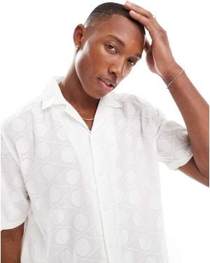 Only & Sons Revere Collar Shirt With Embroidery Detail - White