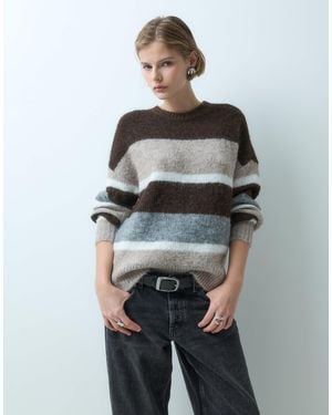 Jdy Strickpullover mit en streifen - Grau