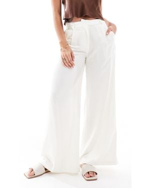 Monki Satin Wide Leg Tailored Pants - White
