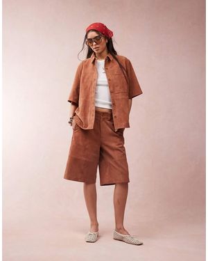 ASOS Suede Bermuda Shorts - Pink